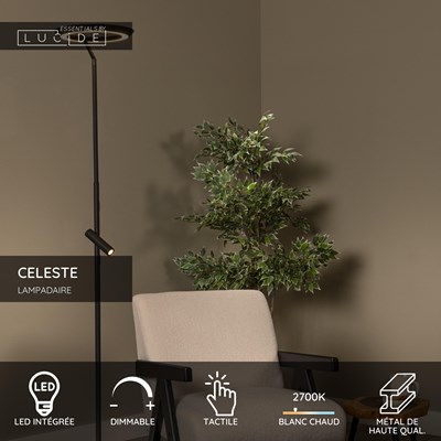 Lucide CELESTE - Lampadaire - Ø 28 cm - LED Dim. - 2700K - Noir | Essential